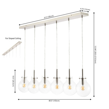 Harlow 40.5" Modern Contemporary Round Glass/Iron LED Linear Pendant - JONATHAN Y